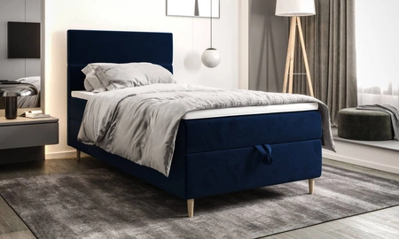 Boxspringbett Bing 120x200 dunkelblau im modernen skandinavischen Stil mit gepolstertem Kopfteil Bett mit Staukasten