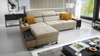 Ecksofa mit Schlaffunktion Alcamo beige links elegantes und stilvolles Ecksofa mit einer ausziehbaren praktischen Schublade an der Seite des Möbels