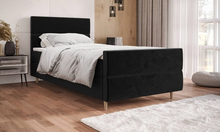 Boxspringbett Benet 120x200 schwarz im modernen skandinavischen Stil mit gepolstertem Kopf- und Fußteil Bett mit Staukasten