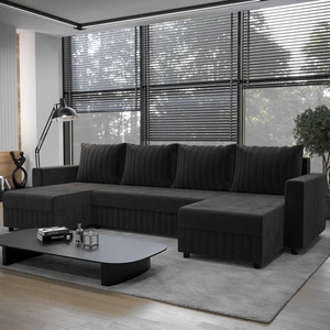 Ecksofa mit Schlaffunktion Pasco U graphit klassisches Design geschmackvoller Körper mit garantierter Funktionalität und Komfort weicher Stoff