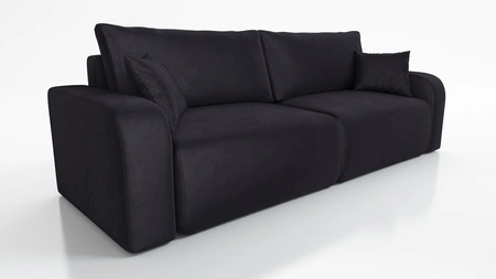 Sofa Fiesta schwarz funktionelles Wohnzimmersofa mit Bettzeugablage elegantes Design strapazierfähiger Plüschstoff