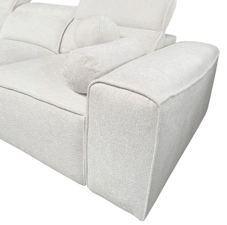 Ecksofa mit Schlaffunktion Viano XII grau blau linkes Ecksofa mit interessanter Form verstellbare Kopfstützen Zierkissen