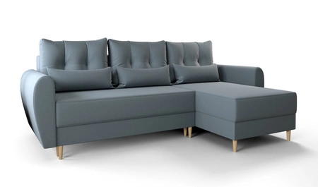 Ecksofa mit Schlaffunktion Rovigo grau blau rechts elegantes Ecksofa in skandinavischer Form großes Bettzeugfach
