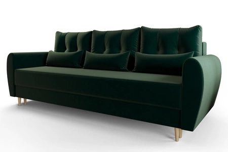 Sofa mit Schlaffunktion Rovigo Flasche grün leichte Form mit elegantem Charakter perfekt für jedes Interieur weicher Stoff