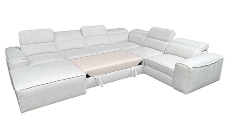 Ecksofa mit Schlaffunktion Viano VIII Lux grün links Design-Ecksofa mit ausziehbarem Fußteil Bettzeug-Container