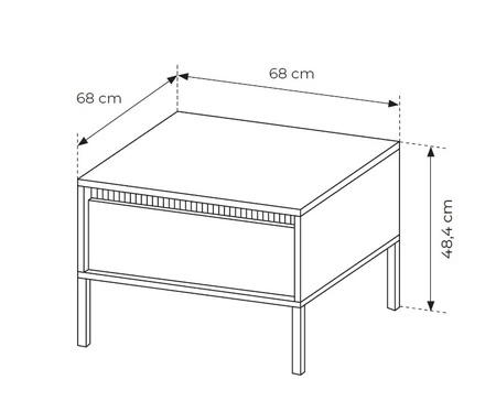 Sesti Couchtisch beige elegantes Design Couchtisch mit geräumigen Schublade auf einem Metallsockel dekorative Riffelung gesetzt