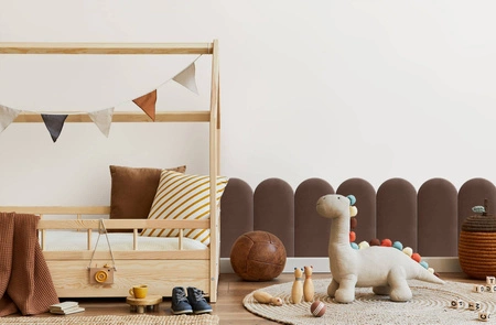 Wally gepolstertes Paneel 30x80 cm braun stilvolles Wandpaneel Zaun Veloursstoff modischer Schliff für jedes Arrangement