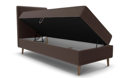 Boxspringbett Totti 90x200 braun stilvolles Bett mit Bettzeug Lagerung dreidimensionalen Stoff mit ausdrucksstarken Streifen