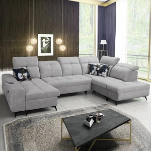 Buffalo VI Ecksofa mit Schlaffunktion graue Esche links funktionelles und stilvolles Ecksofa mit Bettkasten