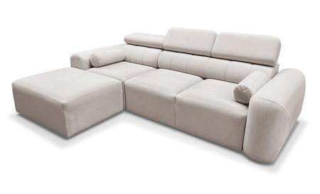 Ecksofa mit Schlaffunktion Cantare elfenbeinfarben links funktionelles und bequemes Ecksofa mit modernem Design Plüschstoff