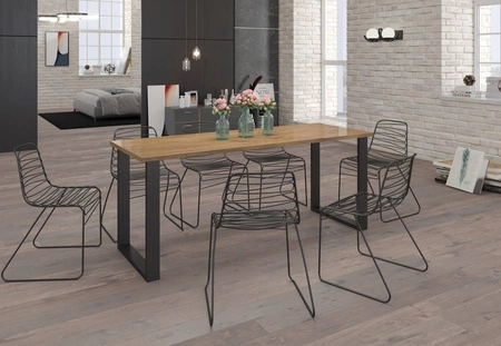 Taunton Tisch 185x90 cm Eiche handwerklich / schwarz einfache Form der Möbel mit stilvollen schwarzen Loft-Stil Beine bereichert auslaufsicher Platte