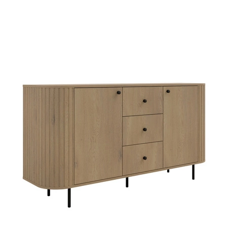 Kommode mit Schubladen Ovalio 165 cm Eiche cremona moderne Form ovale Kommode für das Wohnzimmer dekorative Fräsungen am Korpus