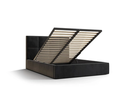 Polsterbett Aresa 180x200 mit Aufbewahrung Türkis Modernes skandinavisches Stilbett mit bequemem Kopfteil