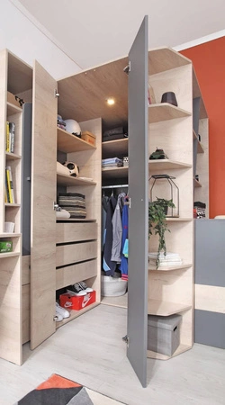 Möbel-Set Dzeta Eiche / anthrazit ideal für ein Jugend- oder Kinderzimmer in einem trendigen Stil