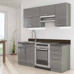 Grau Küchenmöbel Set 180 cm glänzende Fronten einzigartigen Stil der Schränke wird das Innere jeder Küche passen