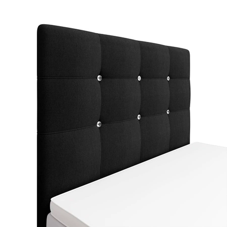 Boxspringbett Kingston 100x200 schwarzes Bett im modernen skandinavischen Stil mit gepolstertem Kopfteil mit Kristallen Bett mit Staukasten