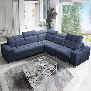 Ecksofa mit Schlaffunktion Luigi III blau rechts bequemes Ecksofa für das Wohnzimmer perfekt für die tägliche Entspannung