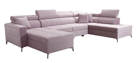 Ecksofa mit Schlaffunktion Nausa VI schwarz linke Seite stilvolles Ecksofa für Wohnzimmer mit komfortabler Verarbeitung weichen Samtstoff