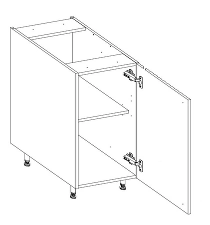 Stehender Küchenschrank mit Regal Verdi 40 D 1F BB feuchtigkeits- und beschädigungsbeständiger Schrank schwarze Metallgriffe