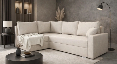 Ecksofa mit Schlaffunktion Nofi hellbeige links modernes Design eine schlichte und stilvolle Einheit, die in jede Einrichtung passt