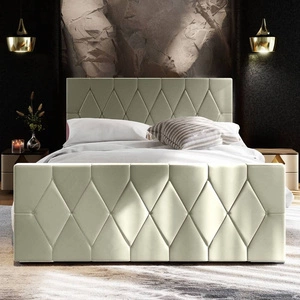 Polsterbett Sparks 140x200 beige mit Stauraum in einem modernen Stil mit einem markanten Kopf- und Fußteil