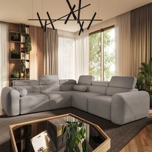 Ecksofa mit Schlaffunktion Cantare III graue Esche rechte Ecke bequemes und stilvolles Ecksofa für das Wohnzimmer zwei Container für Bettzeug