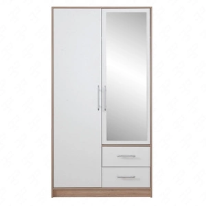 Spiegelschrank Caspe 100 cm helle Eiche sonoma / weiß modernes Design ABS-Finish und Aluminiumgriffe