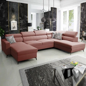Ecksofa mit Schlaffunktion Savona VI Indian pink links elegantes und bequemes Ecksofa für Wohnzimmer mit zwei Bettkästen