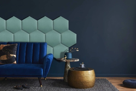 Gepolstertes Paneel Hexagon 40x35 cm Marine stilvolle Wand Panel Velours Stoff modische Dekoration jedes Interieur