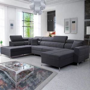 Ecksofa mit Schlaffunktion Nausa VI graphit rechts stilvolles Ecksofa für Wohnzimmer mit komfortabler Verarbeitung Samt Typ Stoff