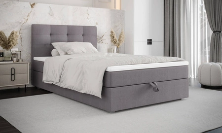Boxspringbett Flint 120x200 grau im modernen skandinavischen Stil mit gepolstertem Kopfteil Bett mit Staukasten