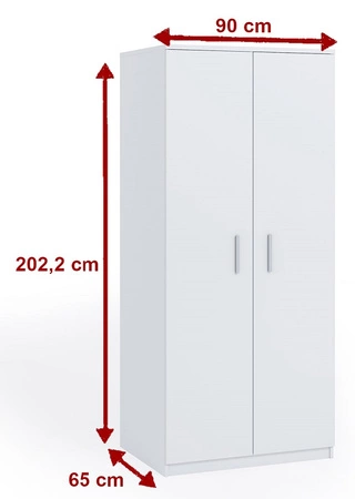 Rico Kleiderschrank 90 cm weiß Funktionsmöbel klassische Form idealer Kleiderschrank für Schlafzimmer oder Flur