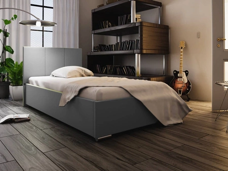 Lugo 90x200 grau gepolstertes Bett mit modernem Kopfteil, ideal für ein Jugendzimmer oder ein kleines Schlafzimmer