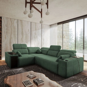 Ecksofa mit Schlaffunktion Tesalia II mint links bequemes Ecksofa für das Wohnzimmer mit verschiebbarer Rückenlehne Bettzeugcontainer