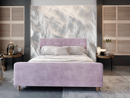 Polsterbett Isara 180x200 puderrosa mit Kasten im modernen skandinavischen Stil mit markantem Kopf- und Fußteil