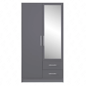 Kleiderschrank mit Spiegel Caspe 100 cm anthrazit modernes Design ABS-Finish und Aluminiumgriffe