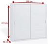 Rico Schiebeschrank 220 cm weiß geräumiger Kleiderschrank für Schlafzimmer Garderobe oder Diele klassische Form mit geometrischen Formen