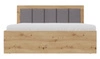 Bett Caspe 160x200 cm Eiche artisan mit Kasten ideales Bett für Schlafzimmer mit teilweise gepolstertem Kopfteil