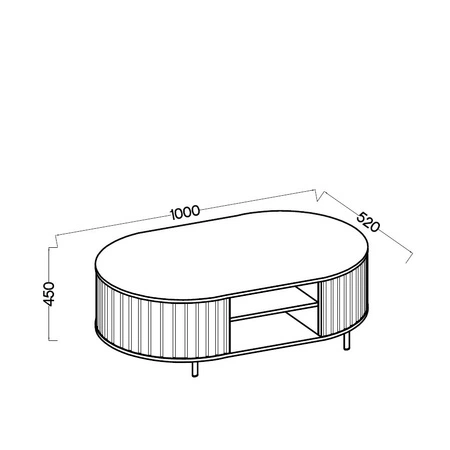Couchtisch Ovalio Eiche Cremona Designer ovale Konstruktion dekorative Frästisch auf stabilen Metallbeinen gesetzt