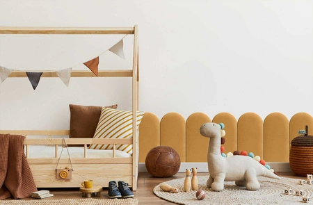 Polsterpaneel Wally 30x80 cm gelb stilvolles Wandpaneel Zaun Veloursstoff modisches Finish für jede Einrichtung