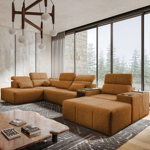 Ecksofa mit Schlaffunktion Tesalia V honey rechts komfortables Ecksofa mit Schublade und Schiebefunktion im Rücken