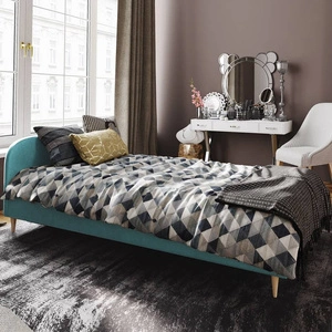 Ivrea 90x200 blau gepolstertes Bett mit modernem Kopfteil ideal für ein Jugendzimmer oder kleines Schlafzimmer