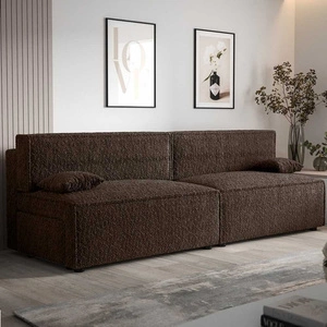 Brandon XL Schlafsofa braun modernes Design und breiter Funktionsstoff mit markanter Schlingenoberfläche