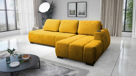 Ecksofa mit Schlaffunktion Sanfte gelbe rechte Seite stilvolles Design Ecksofa-Bett zeichnet sich durch seine abgerundete Form aus