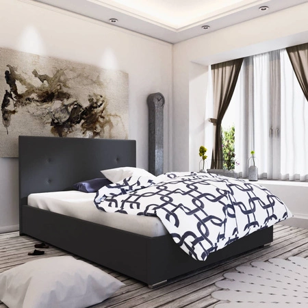 Reus gepolstertes Bett 160x200 schwarz mit modernem Kopfteil ideal für Schlafzimmer