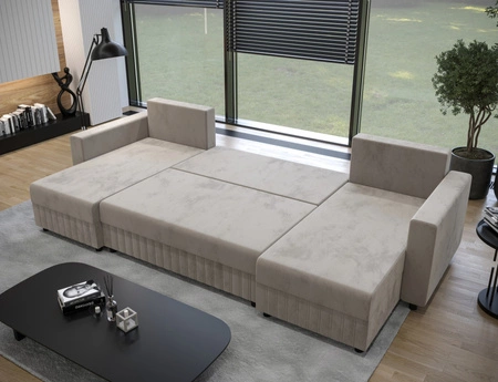 Ecksofa mit Schlaffunktion Pasco U honey klassisches Design geschmackvoller Körper mit garantierter Funktionalität und Komfort weicher Stoff