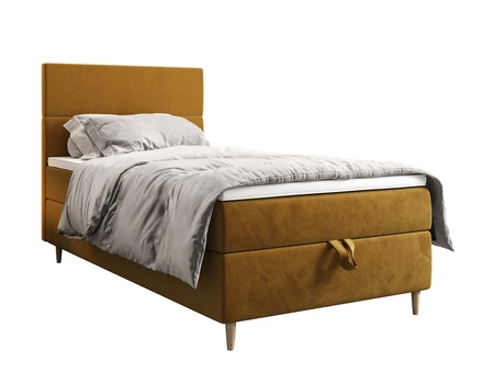 Boxspringbett Bing 100x200 Senfgelb im modernen skandinavischen Stil mit gepolstertem Kopfteil Bett mit Staukasten