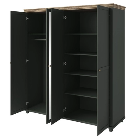 Spiegelschrank Evora 200 cm Flasche grün / Eiche lefkas elegantes Design geschmackvolle Farben Kleiderschrank für Schlafzimmer oder Ankleidezimmer