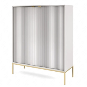 Kommode Lovro 104 cm grau modernes Design Kommode mit Gold bereichert wird Liebhaber der expressiven Interieur begeistern