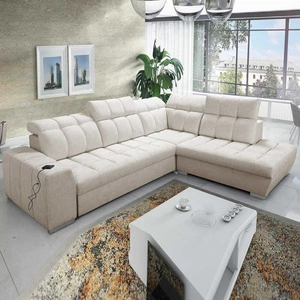 Ecksofa mit Schlaffunktion Luigi VII beige rechte Ecke bequemes Schlafsofa in einer modernen Form gehalten